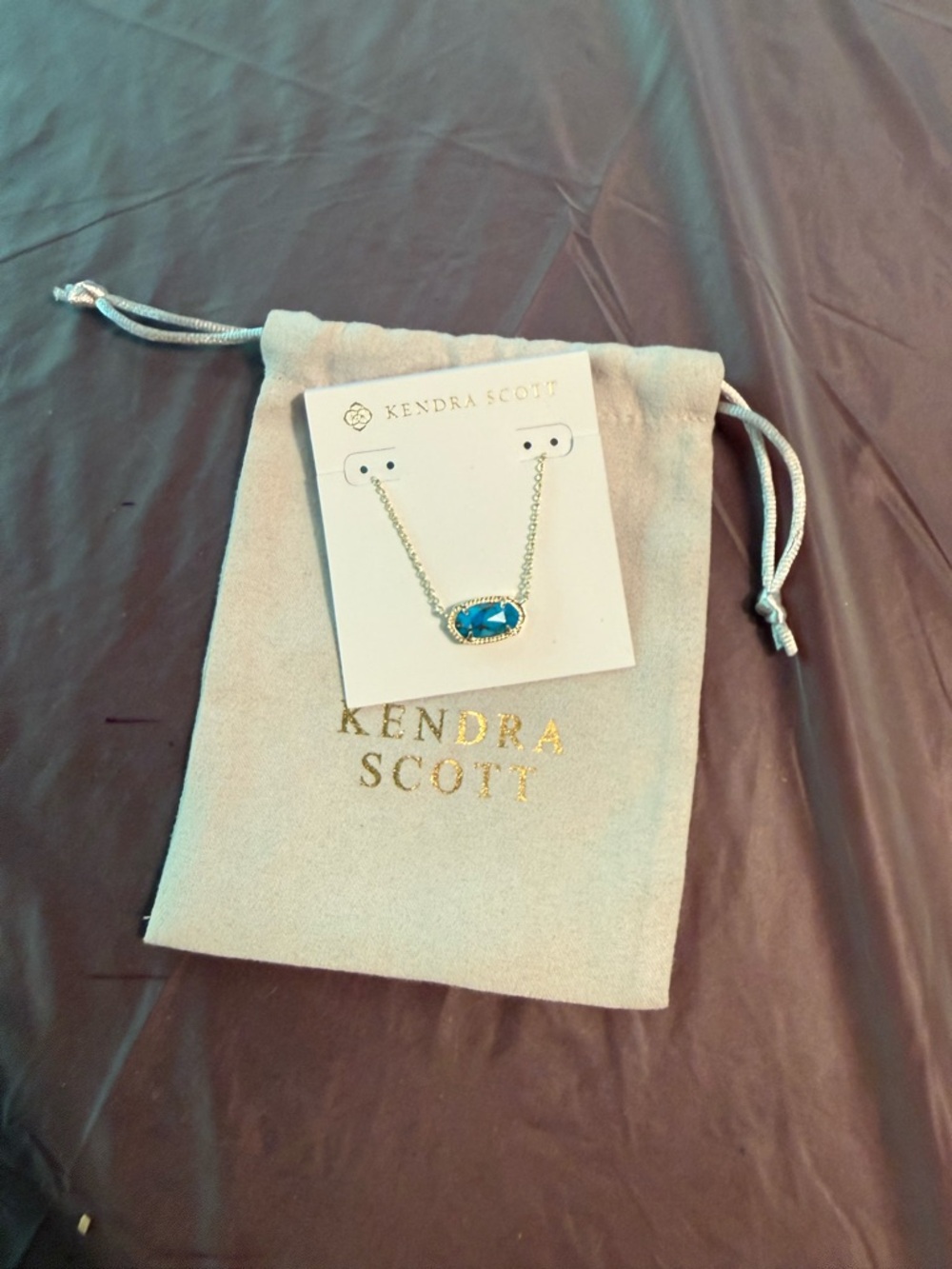 NWT Kendra Scott Elisa Gold Pendant Necklace Bronze Veined Turquoise Magnesite - Picture 2 of 7